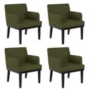 Ver imagem 1 de Kit 04 Poltronas Decorativas para Sala de Estar Base Preto Beatriz W01 Linho Verde - Lyam Decor