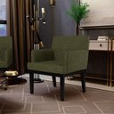 Ver imagem 3 de Kit 04 Poltronas Decorativas para Sala de Estar Base Preto Beatriz W01 Linho Verde - Lyam Decor