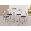 Ver imagem 1 de Conjunto Mesa Redonda Tampo de Vidro e 4 Cadeiras Assento Estofado 