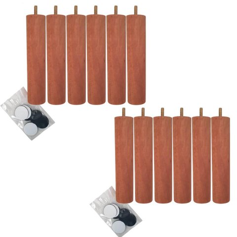 Kit 12 Pes para Cama Box Casal Pés de Madeira 20cm Pé Palito