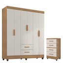 Ver imagem 1 de Guarda Roupa Casal 6 Portas e Cômoda 4 Gavetas Lite Nature Off White – Móveis Leão