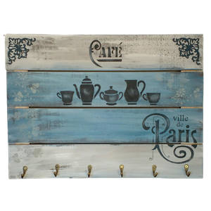 Suporte xícaras canecas Branco e azul 6 un