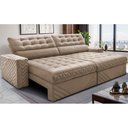 Ver imagem 1 de Sofá Retrátil e Reclinável 2,30m Molas Ensacadas Max Spring Velusoft Bege Cama Inbox