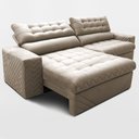 Ver imagem 6 de Sofá Retrátil e Reclinável 2,30m Molas Ensacadas Max Spring Velusoft Bege Cama Inbox
