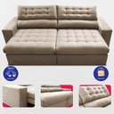 Ver imagem 5 de Sofá Retrátil e Reclinável 2,30m Molas Ensacadas Max Spring Velusoft Bege Cama Inbox