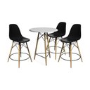 Ver imagem 1 de Conjunto Bistrô Eames Eiffel Mesa Branca com 3 Banquetas Pretas de Madeira