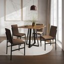 Ver imagem 1 de Conjunto de Jantar Mesa Mônaco 90cm Tampo Imbuia com 4 Cadeiras Estofadas Marrom Preto