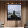 Quadro Decorativo Tela Canvas Conceito Caminhante sobre o Mar de Névoa - Caspar Friedrich com Moldur - 2