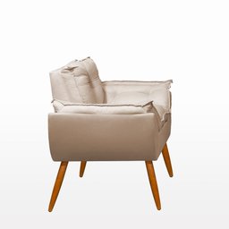 Kit 2 Cadeiras Poltronas Reforçadas Confortáveis Sala Jl Cor:bege - 3