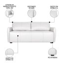 Ver imagem 3 de Sofá Living 3 Lugares Sala de Estar 220cm Virtus L07 Couro Branco - Mpozenato