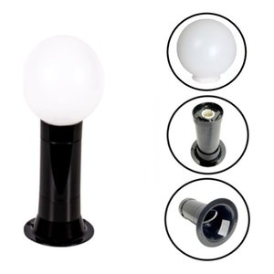 Poste Balizador Luminária Globo Sítio Jardim 35cm Preto