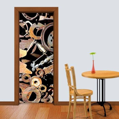 Adesivo de Porta Ferro Velho Arte Destaque P - 0,73 X 2.13 Metros