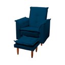Ver imagem 4 de Poltrona da Vovó e Puff Luna Veludo Azul Marinho Pés Palito Tana Decor Newbelle Decor