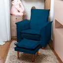 Ver imagem 1 de Poltrona da Vovó e Puff Luna Veludo Azul Marinho Pés Palito Tana Decor Newbelle Decor