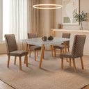 Ver imagem 2 de Mesa de Jantar Copper 120cm Madeira Tampo Vidro Canto Copo com 4 Cadeiras Lira