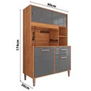 Ver imagem 3 de Cozinha 90cm 4 Portas 1 Gaveta com Nichos Yescasa Cinza/Cinamomo/Grafite