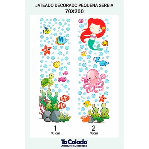 Adesivo Para Vidro Box Banheiro Jateado Decorado Pequena Sereia Prova D'agua - 1,40 x 2,00m
