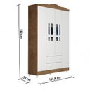 Ver imagem 3 de Quarto de Bebê com Guarda-Roupas 4 Portas, Cômoda Fraldário e Berço Mini Cama Ariel Mirelle Espresso Marrom/Branco/Amadeirado