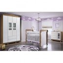 Ver imagem 1 de Quarto de Bebê com Guarda-Roupas 4 Portas, Cômoda Fraldário e Berço Mini Cama Ariel Mirelle Espresso Marrom/Branco/Amadeirado