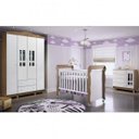 Ver imagem 1 de Quarto de Bebê com Guarda-Roupas 4 Portas, Cômoda Fraldário e Berço Mini Cama Ariel Mirelle Espresso