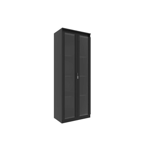 Cristaleira de Cozinha Me-4189 C/ 2 Portas de Vidro e 3 Prateleiras Preto - Tecno Mobili