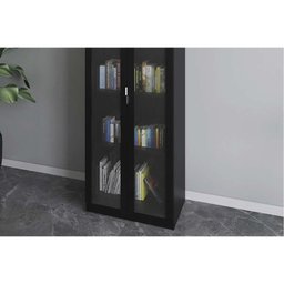 Cristaleira de Cozinha Me-4189 C/ 2 Portas de Vidro e 3 Prateleiras Preto - Tecno Mobili - 10