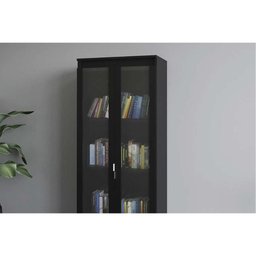 Cristaleira de Cozinha Me-4189 C/ 2 Portas de Vidro e 3 Prateleiras Preto - Tecno Mobili - 7