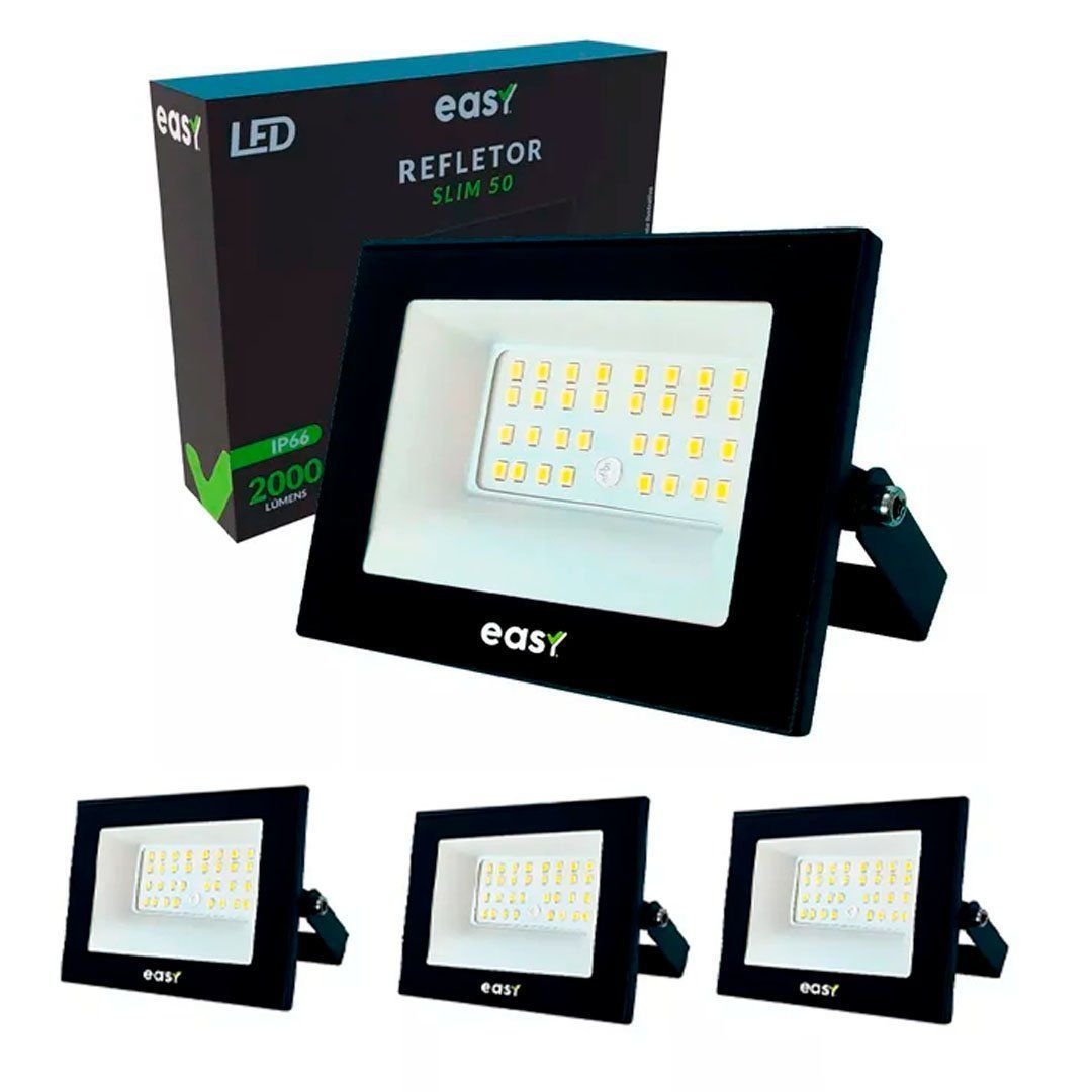 Refletores Kit com 4 Refletores Led 100w Slim 6500k Bivolt | MadeiraMadeira