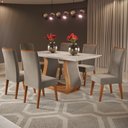 Ver imagem 2 de Mesa de Jantar 6 Lugares Taina com Vidro Mel/pérola/off White - Viero Móveis