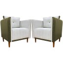 Ver imagem 1 de Kit 2 Poltronas Decorativas para Sala e Recepção Aviv Corino e Linho Premium Cores