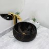 Cuba Pia Cerâmica Apoio Banheiro Lavabo Redonda 39x39cm Luxo - Preto - 9