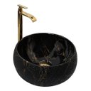 Ver imagem 1 de Cuba Pia Cerâmica Apoio Banheiro Lavabo Redonda 39x39cm Luxo - Preto