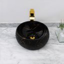 Ver mais imagens de Cuba Pia Cerâmica Apoio Banheiro Lavabo Redonda 39x39cm Luxo - Preto