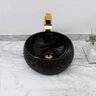 Cuba Pia Cerâmica Apoio Banheiro Lavabo Redonda 39x39cm Luxo - Preto - 8