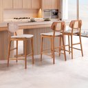 Ver imagem 2 de Banqueta Finy - Madeira Maciça com Assento Acolchoado em Linho - Távoli Decor