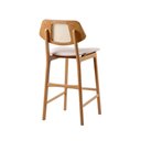 Ver imagem 3 de Banqueta Finy - Madeira Maciça com Assento Acolchoado em Linho - Távoli Decor