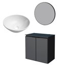 Ver imagem 1 de Conjunto Banheiro Aço Gabinete Umbu 60 Com Cuba Cuia Branca Espelho Luna Cozimax Preto