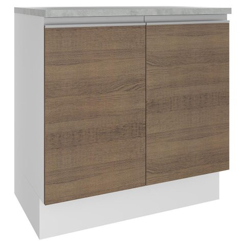 Balcão Glamy 80 cm 2 Portas Branco e Rustic Madesa