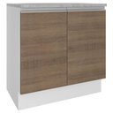 Ver imagem 1 de Balcão Glamy 80 cm 2 Portas Branco e Rustic Madesa