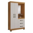 Ver imagem 1 de Guarda-Roupa 4 Portas 3 Gavetas com Espelho Freijó e Off White Notável