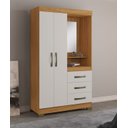 Ver imagem 2 de Guarda-Roupa 4 Portas 3 Gavetas com Espelho Freijó e Off White Notável