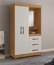Ver imagem 2 de Guarda-Roupa 4 Portas 3 Gavetas com Espelho Freijó e Off White Notável