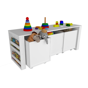 Rack com Baús Porta Carrinhos e Livreiro Caim 100% Mdf Woodcore