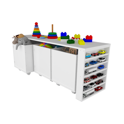 Rack com Baús Porta Carrinhos e Livreiro Caim 100% Mdf Woodcore - 2