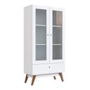 Ver imagem 2 de Cristaleira Retrô 80,3cm 2 Portas com Vidro e Gaveta Branco B198