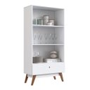 Ver imagem 3 de Cristaleira Retrô 80,3cm 2 Portas com Vidro e Gaveta Branco B198
