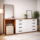 Ver imagem 1 de Cômoda Penteadeira 8 Gavetas Lisboa Branco/Freijó