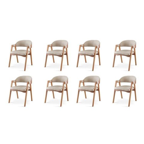 Kit 8 Cadeiras para Mesa de Jantar Gaia Yescasa Bege