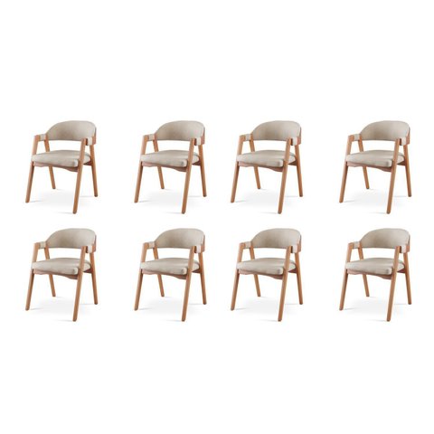 Kit 8 Cadeiras para Mesa de Jantar Gaia Yescasa Bege