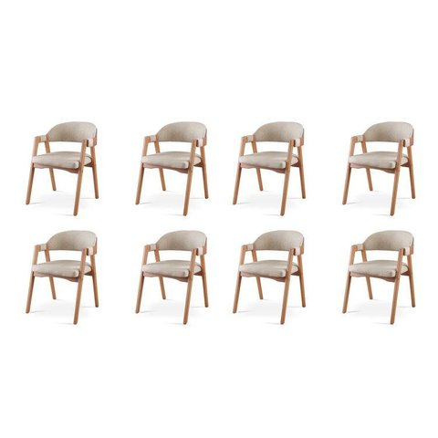 Kit 8 Cadeiras para Mesa de Jantar Gaia Yescasa Bege